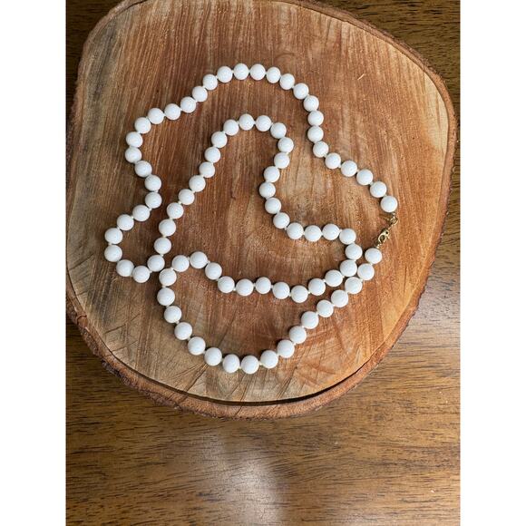 MONET Long Summer White Bead Necklace - Picture 2 of 4
